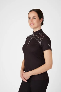Horze Kaitlin Damen Trainings-/ Turniershirt Mit Kurzen Ärmeln Und Blumendetail -Cavallo Verkäufe 33585 AFBR 2