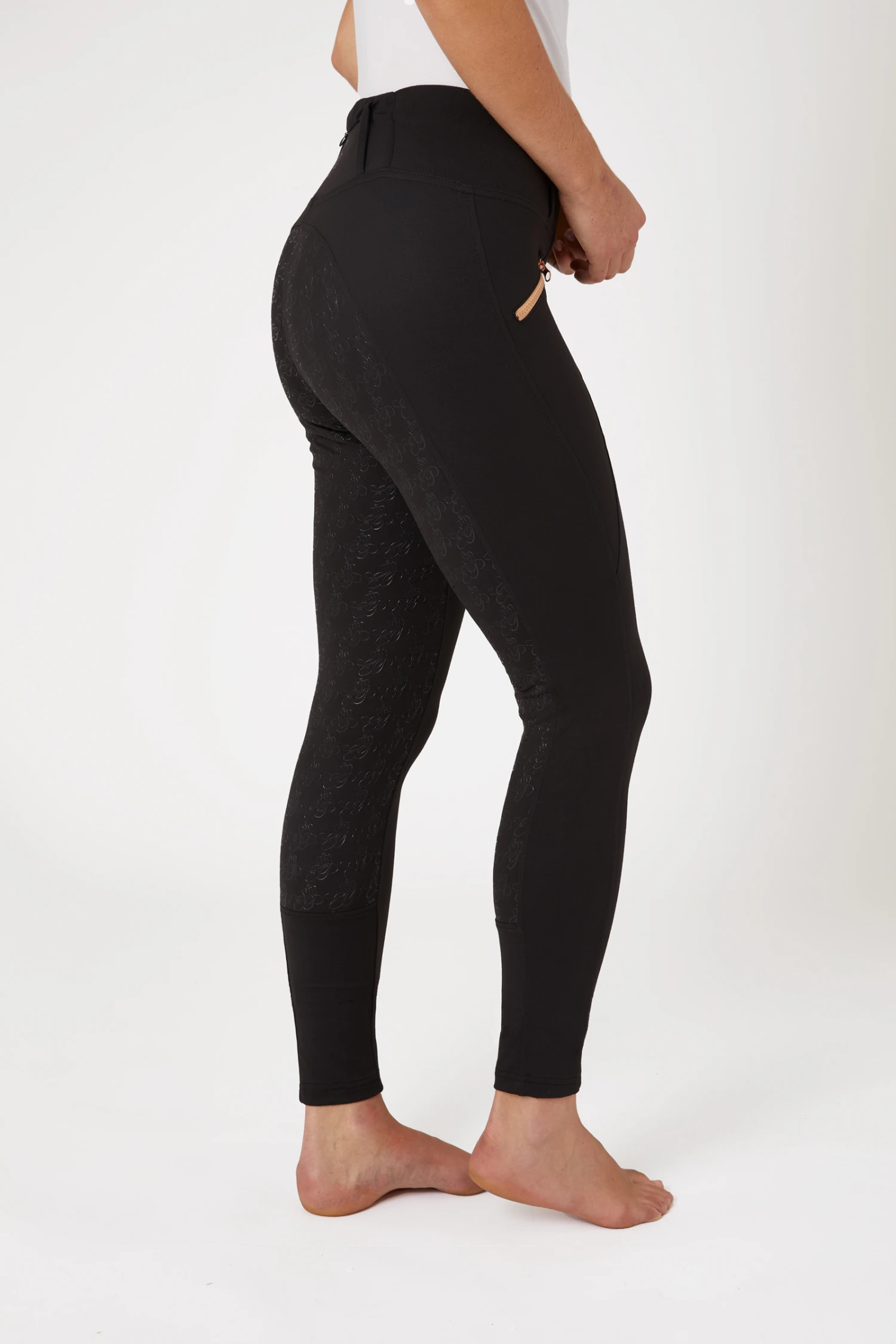Horze Vollbesatzreitleggings Mit Roségoldenem Reißverschluss 4 Horze Vollbesatzreitleggings Mit Roségoldenem Reißverschluss – Bild 2