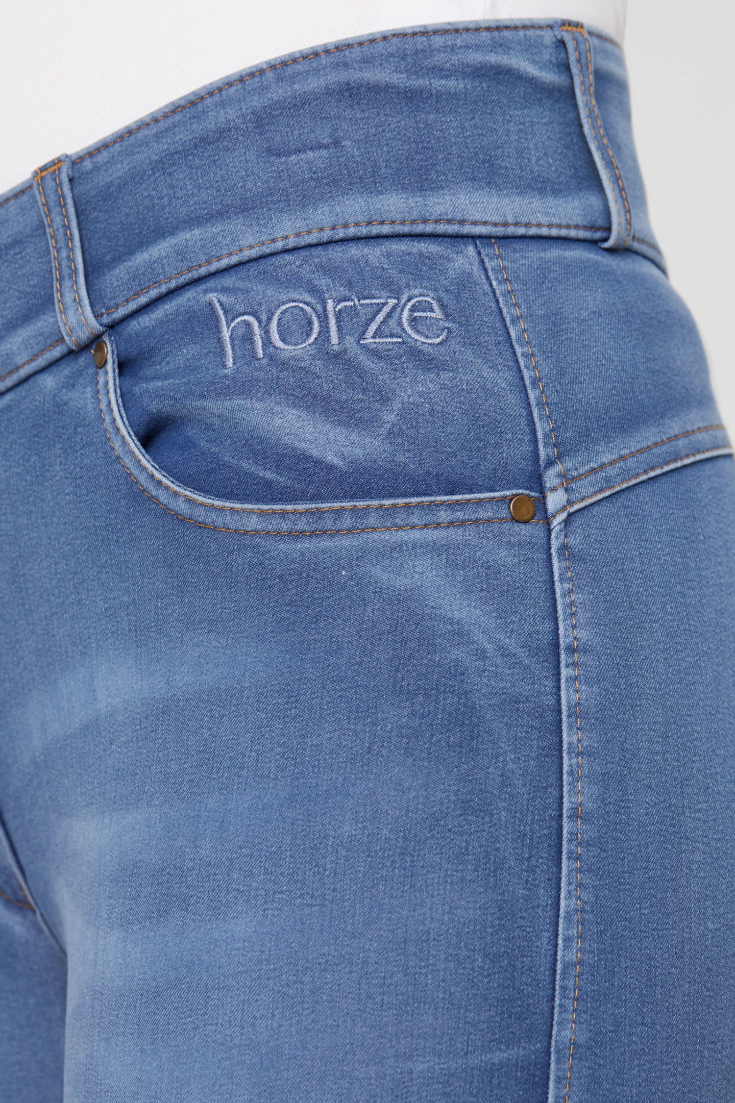 Horze Damen Jeansreithose Mit Leder- Und Silikonvollbesatz 14 Horze Damen Jeansreithose Mit Leder- Und Silikonvollbesatz – Bild 12
