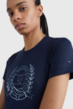 Tommy Hilfiger Equestrian Crest Strass Performance Damen T-Shirt -Cavallo Verkäufe 4TNXU 550 05